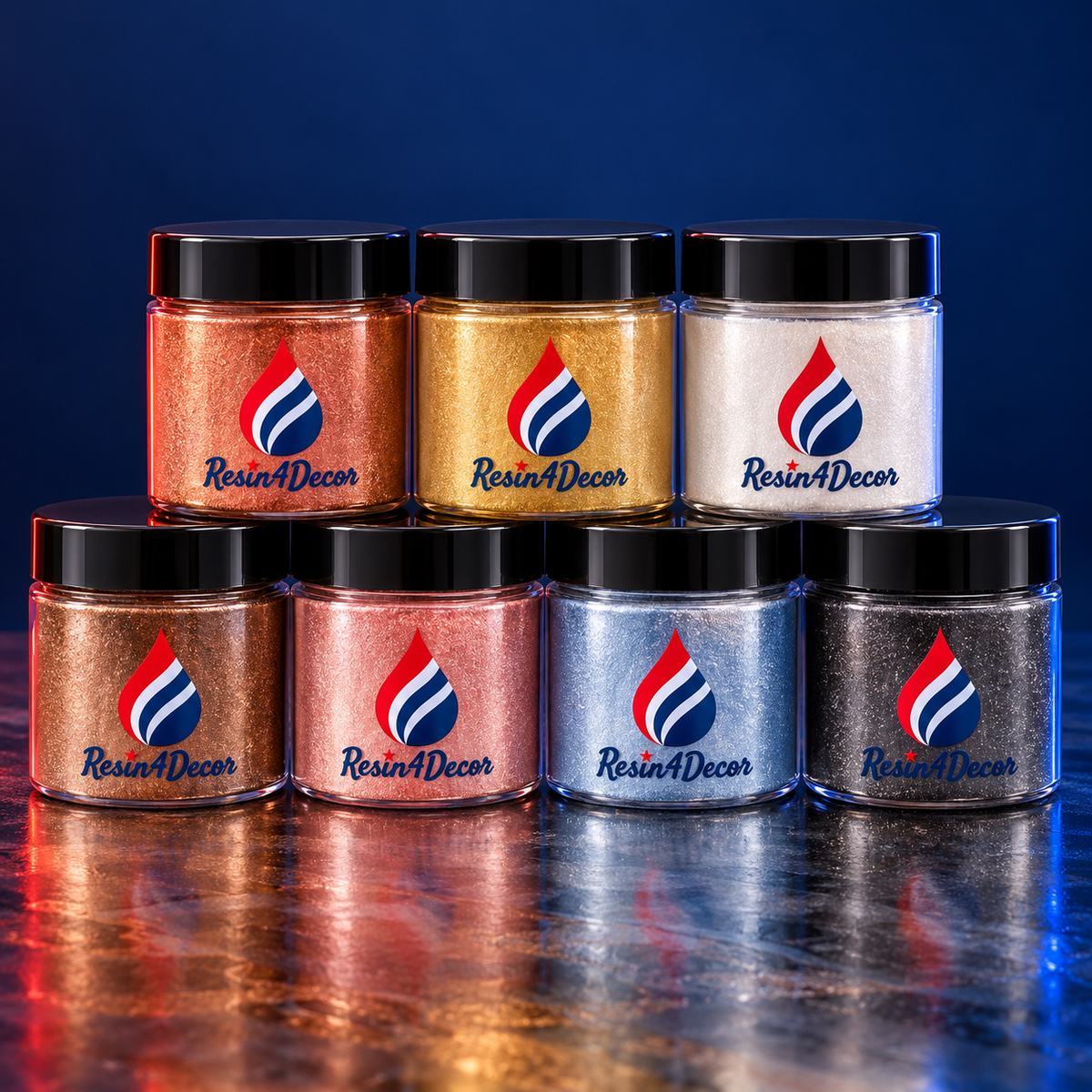 Resin4Decor metallic pigments in plastic jars