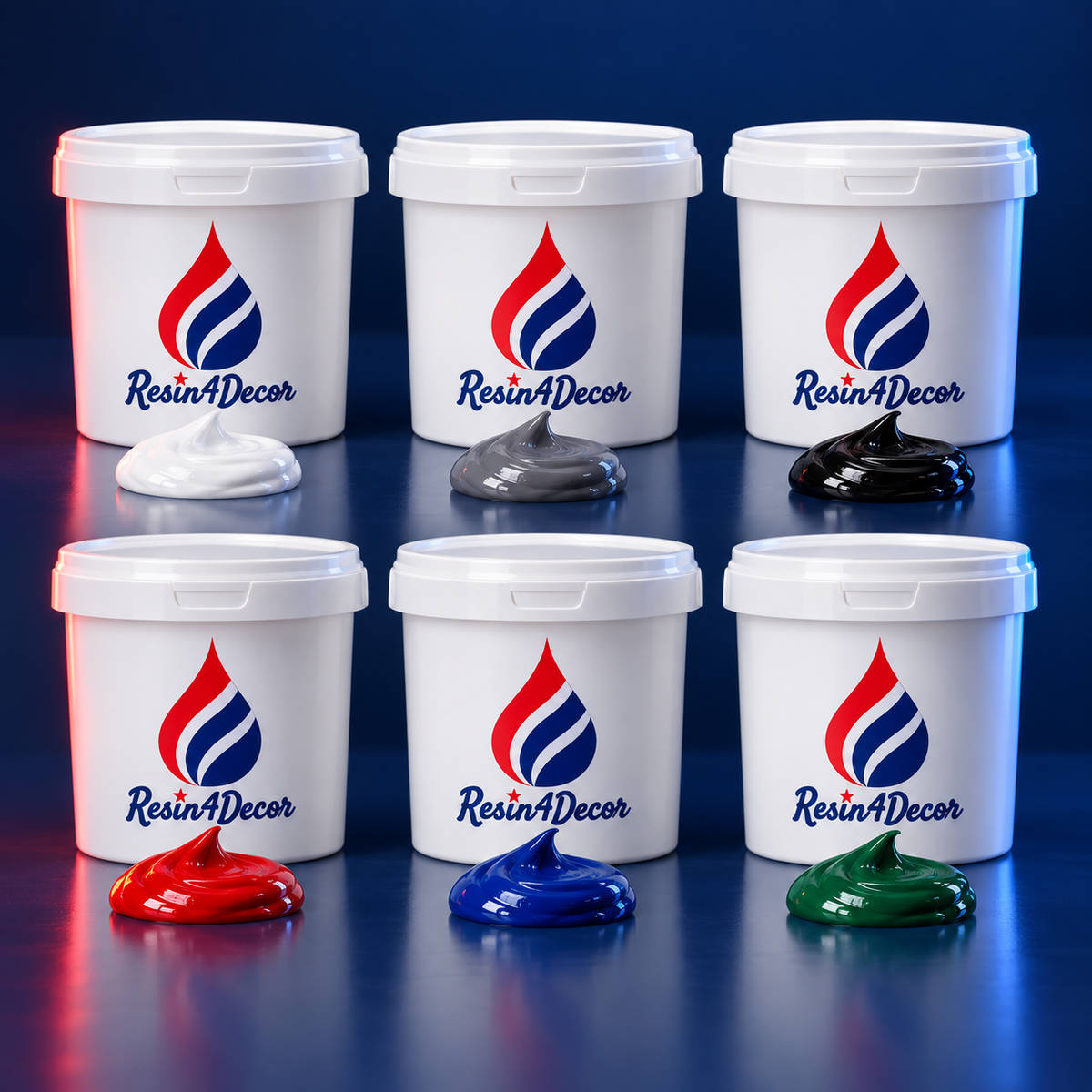 Resin4Decor epoxy pigment paste in plastic containers
